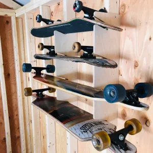 HANGTHIS Up Skateboard Organizer 26" (holds 4) Shed organization, sporting goods, yard shed, outdoor storate