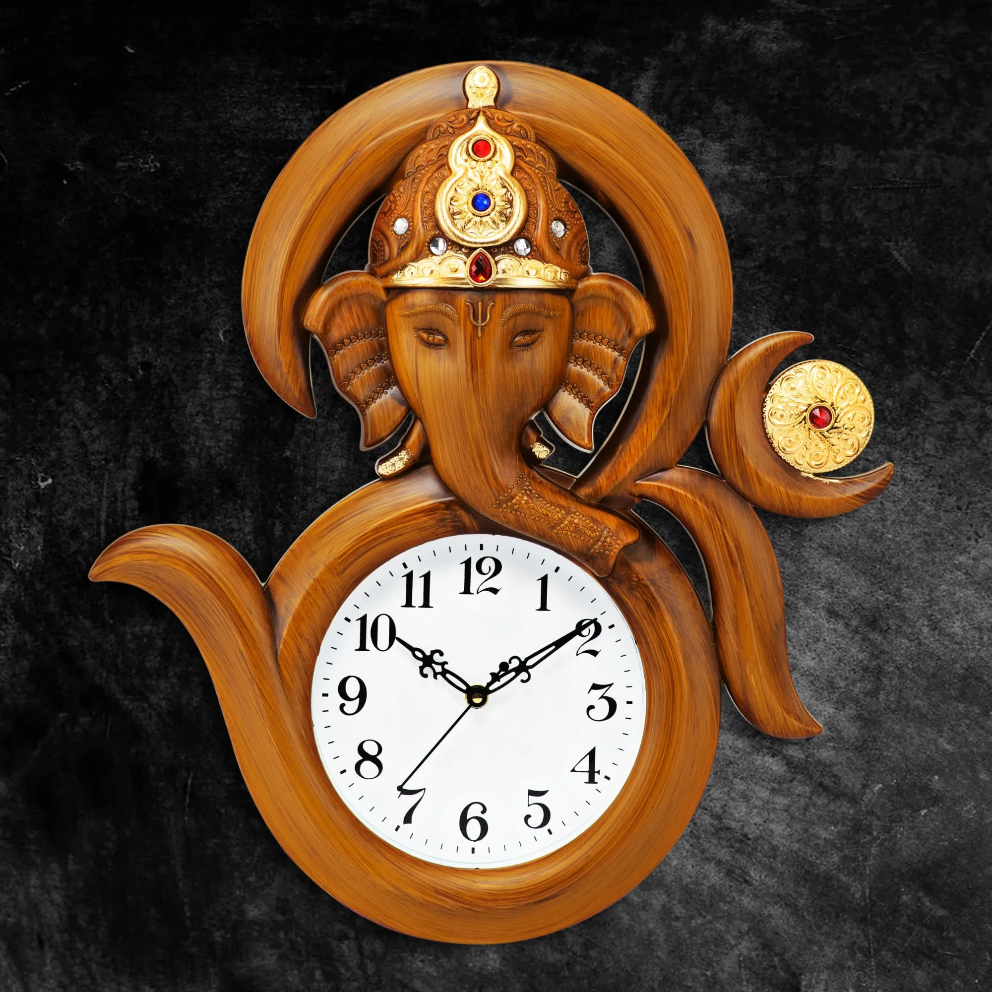 Harbour Analog Latest Stylish New Models Wall Clock with God Radha Kishan Frame for Home Living Room Hall Bedroom (Size Height 43 CM X Width 41 CM)- Home Decor Big Size Wall Clock -koset (Dark Brown)