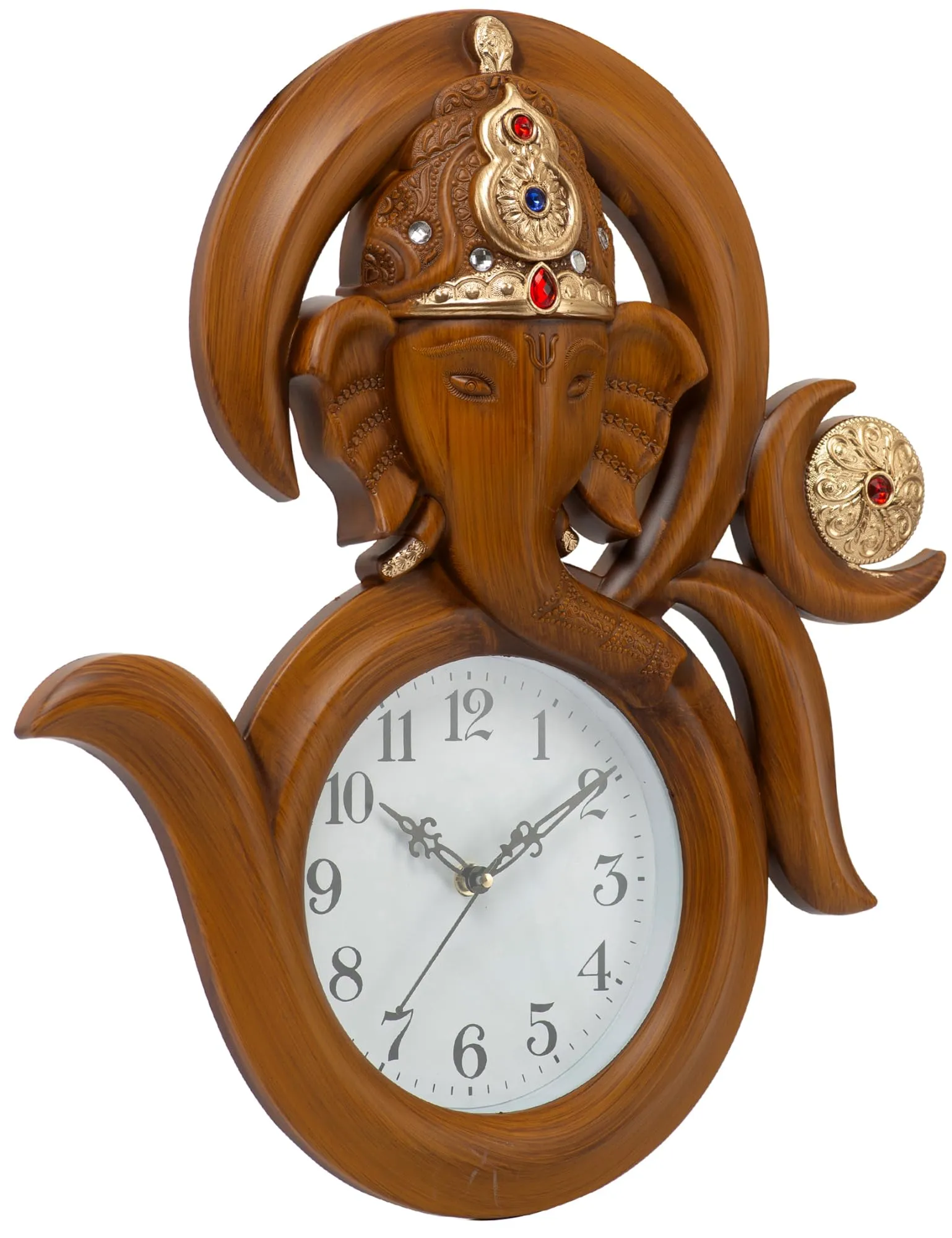 Harbour Analog Latest Stylish New Models Wall Clock with God Radha Kishan Frame for Home Living Room Hall Bedroom (Size Height 43 CM X Width 41 CM)- Home Decor Big Size Wall Clock -koset (Dark Brown)