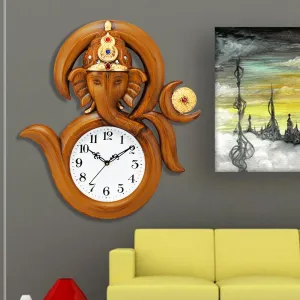 Harbour Analog Latest Stylish New Models Wall Clock with God Radha Kishan Frame for Home Living Room Hall Bedroom (Size Height 43 CM X Width 41 CM)- Home Decor Big Size Wall Clock -koset (Dark Brown)