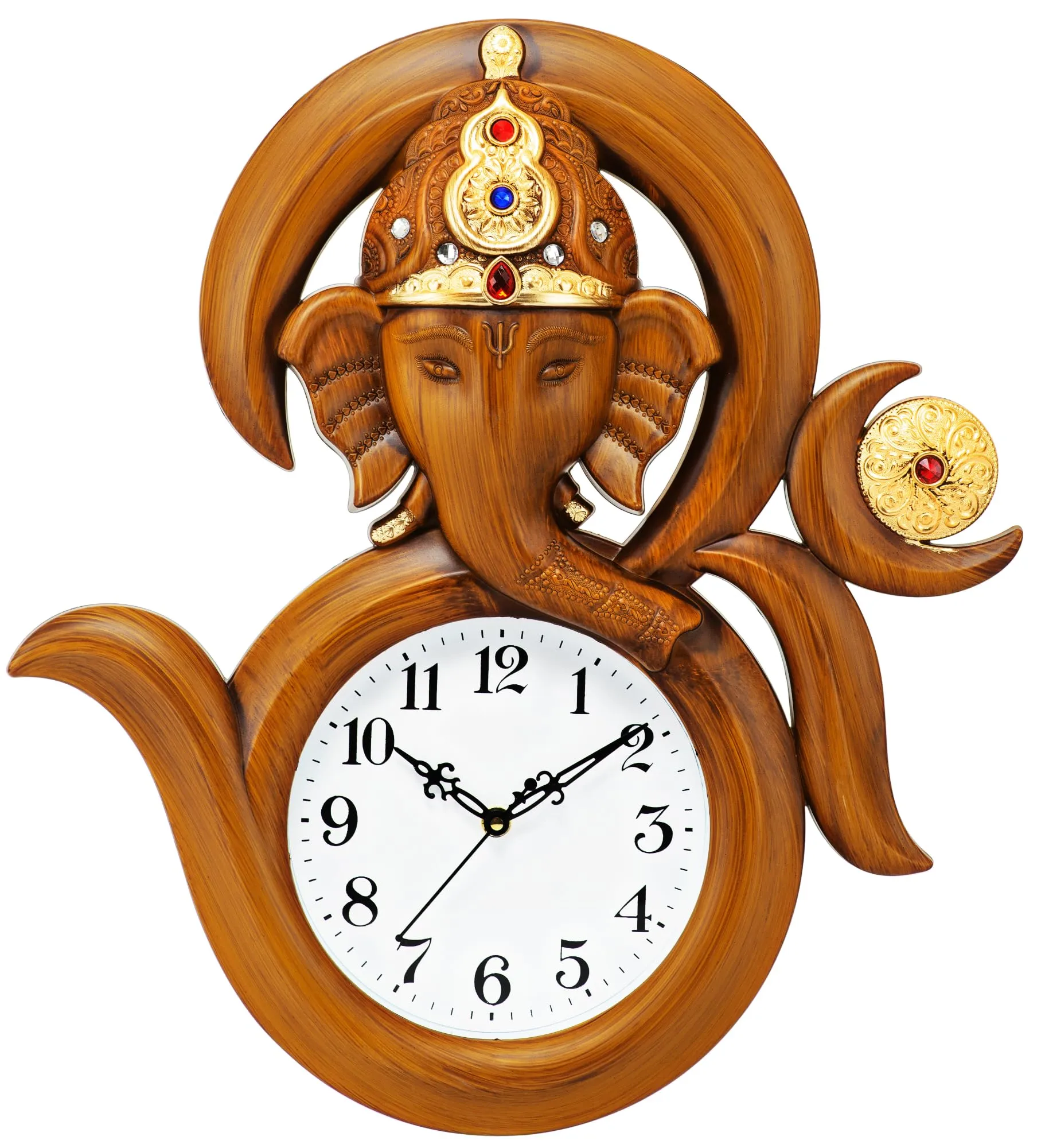 Harbour Analog Latest Stylish New Models Wall Clock with God Radha Kishan Frame for Home Living Room Hall Bedroom (Size Height 43 CM X Width 41 CM)- Home Decor Big Size Wall Clock -koset (Dark Brown)