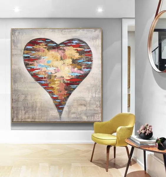 Heart Abstract Art Love Painting Modern Abstract Painting On Canvas Sp064