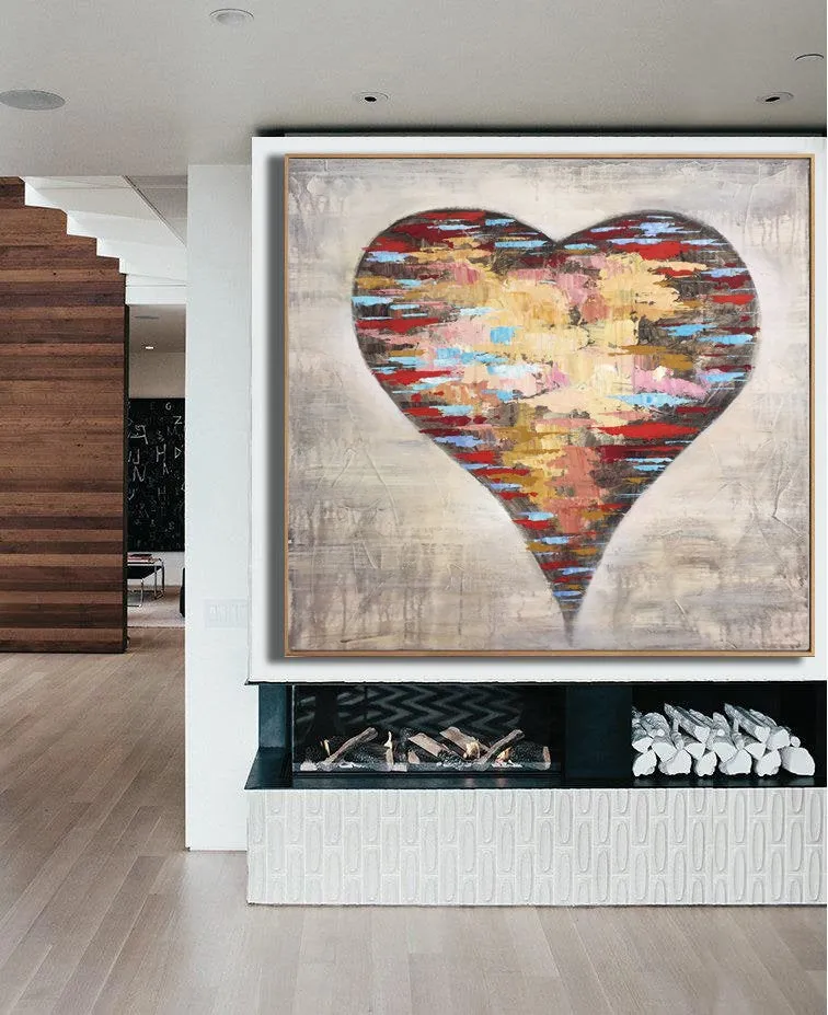 Heart Abstract Art Love Painting Modern Abstract Painting On Canvas Sp064