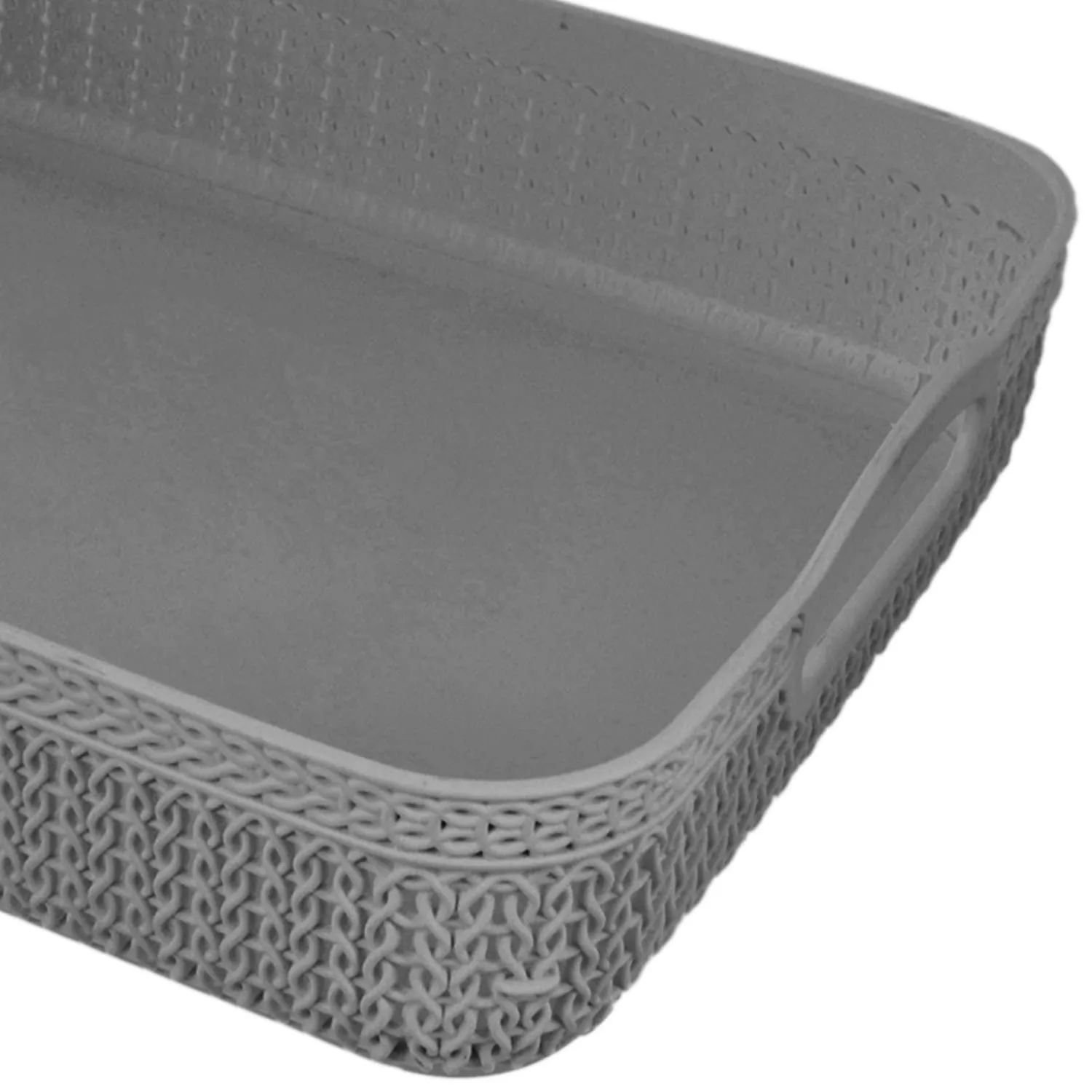Heart Home Q-4 Multiuses Designer Unbreakable Plastic Storage Basket/Organizer/Bin For Home, Kitchen, Bathroom, Office Use Pack of 4 (Grey)-50HH01585