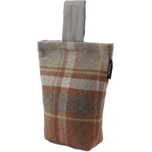 Heritage Tartan Burnt Orange   Grey Fabric Door Stop