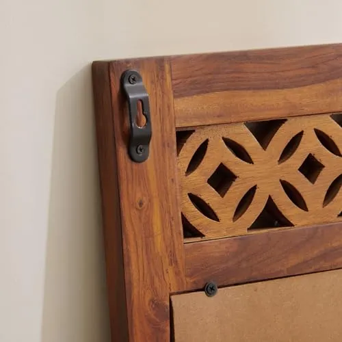 Home Centre Helios DISA Sheesham Wood Wall Mirror - Honey Brown