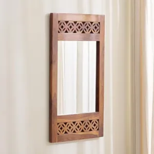 Home Centre Helios DISA Sheesham Wood Wall Mirror - Honey Brown