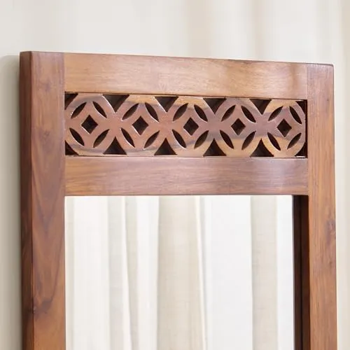 Home Centre Helios DISA Sheesham Wood Wall Mirror - Honey Brown
