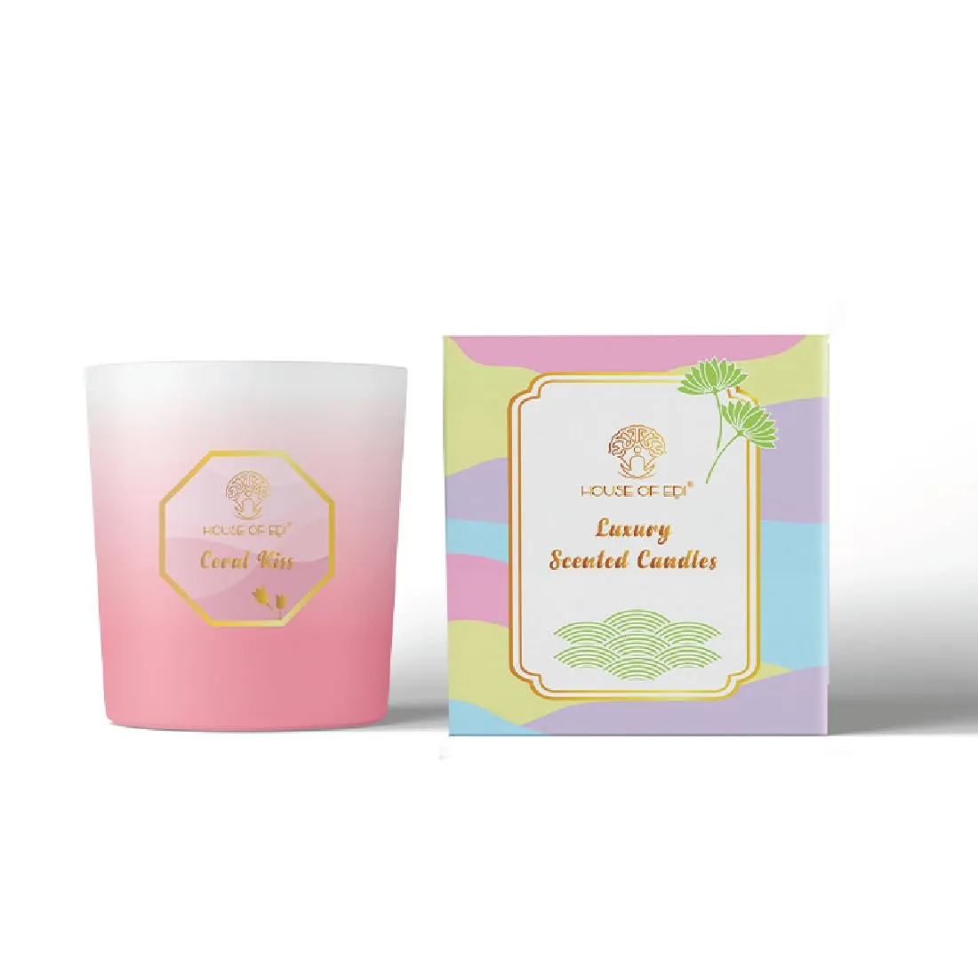 House Of Edi Scented Candles | Handmade Scented Candle for Aromatherapy, Diwali, Home Decor & Gift Sets| Natural Wax |Sweet Florals Smell|Colourful Glass Jar|Long Lasting Upto 40 Hrs | Pink