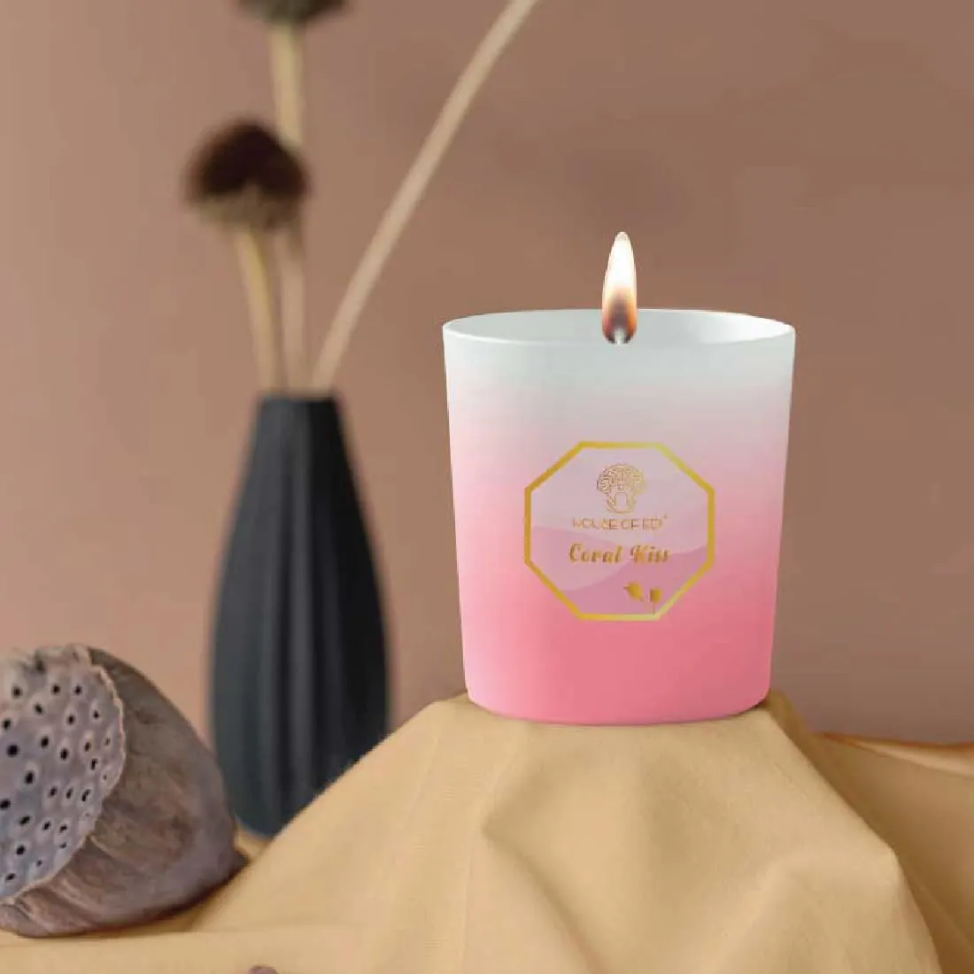 House Of Edi Scented Candles | Handmade Scented Candle for Aromatherapy, Diwali, Home Decor & Gift Sets| Natural Wax |Sweet Florals Smell|Colourful Glass Jar|Long Lasting Upto 40 Hrs | Pink