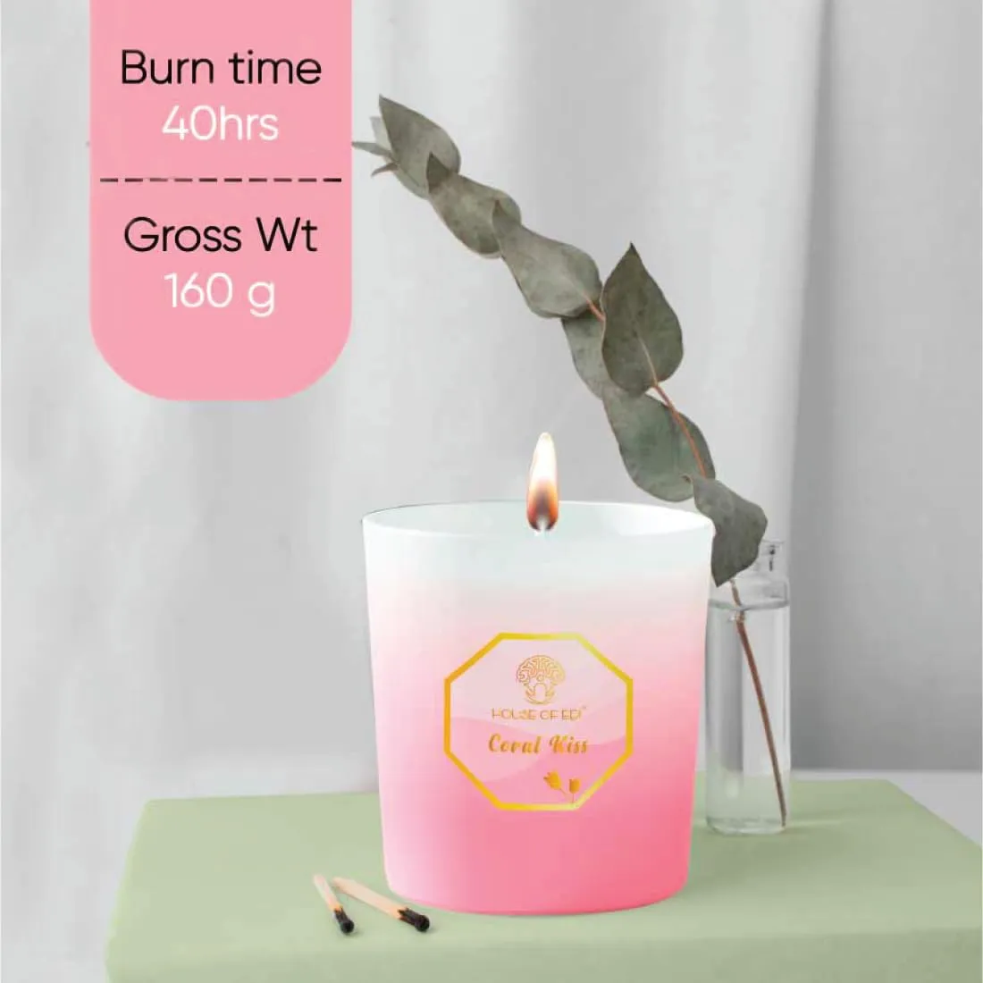 House Of Edi Scented Candles | Handmade Scented Candle for Aromatherapy, Diwali, Home Decor & Gift Sets| Natural Wax |Sweet Florals Smell|Colourful Glass Jar|Long Lasting Upto 40 Hrs | Pink