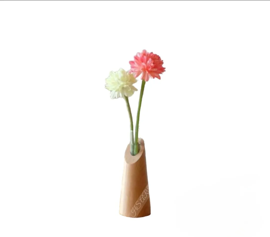 HS ART 1 Wooden Table Flower Vase Decor Plant Modern Flower Vase with Wood Stand Plant Propagation Holder for Home Office Living Room (1)