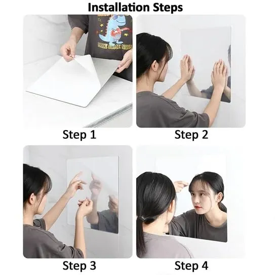 jeoga Pack of 2 Oval Shape Mirror Sticker for Wall on Tiles Bathroom Bedroom Living Room Unbreakable Plastic 30 * 20 cm
