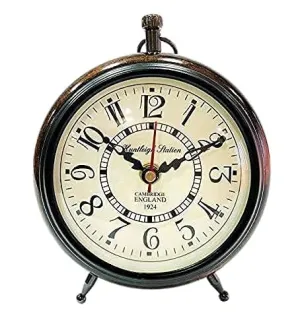 j,h handicrarft Table Desk Antique Wooden Clock | Wall Clock for Home Study Living Room and Office | Living Room | Bedroom | Kitchen | Office (6 Inches)