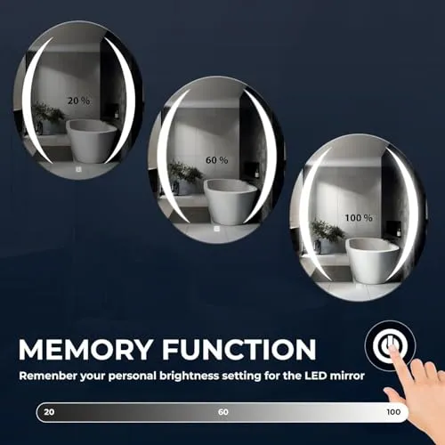 KAMAL INTERIORS Oval Wall Mounting Mirror with Light |Bathroom Mirror,Venity Mirror,Smart Mirror | LED Mirror 3 Tone (Cool White, Natural White, Warm White).