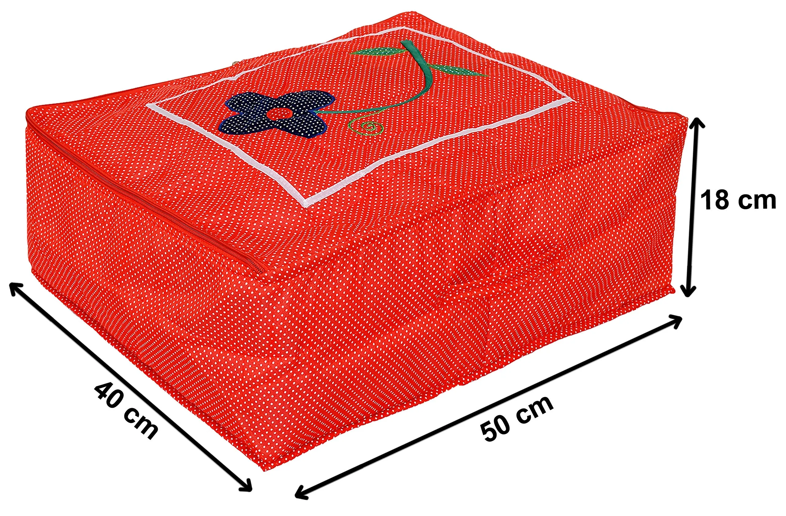 Kuber Industries Dot Printed Non Woven Saree Cover Storage Bags for Clothes, Saree Organizer for Wardrobe, Organizers for Clothes-Pack of 2 (Red)