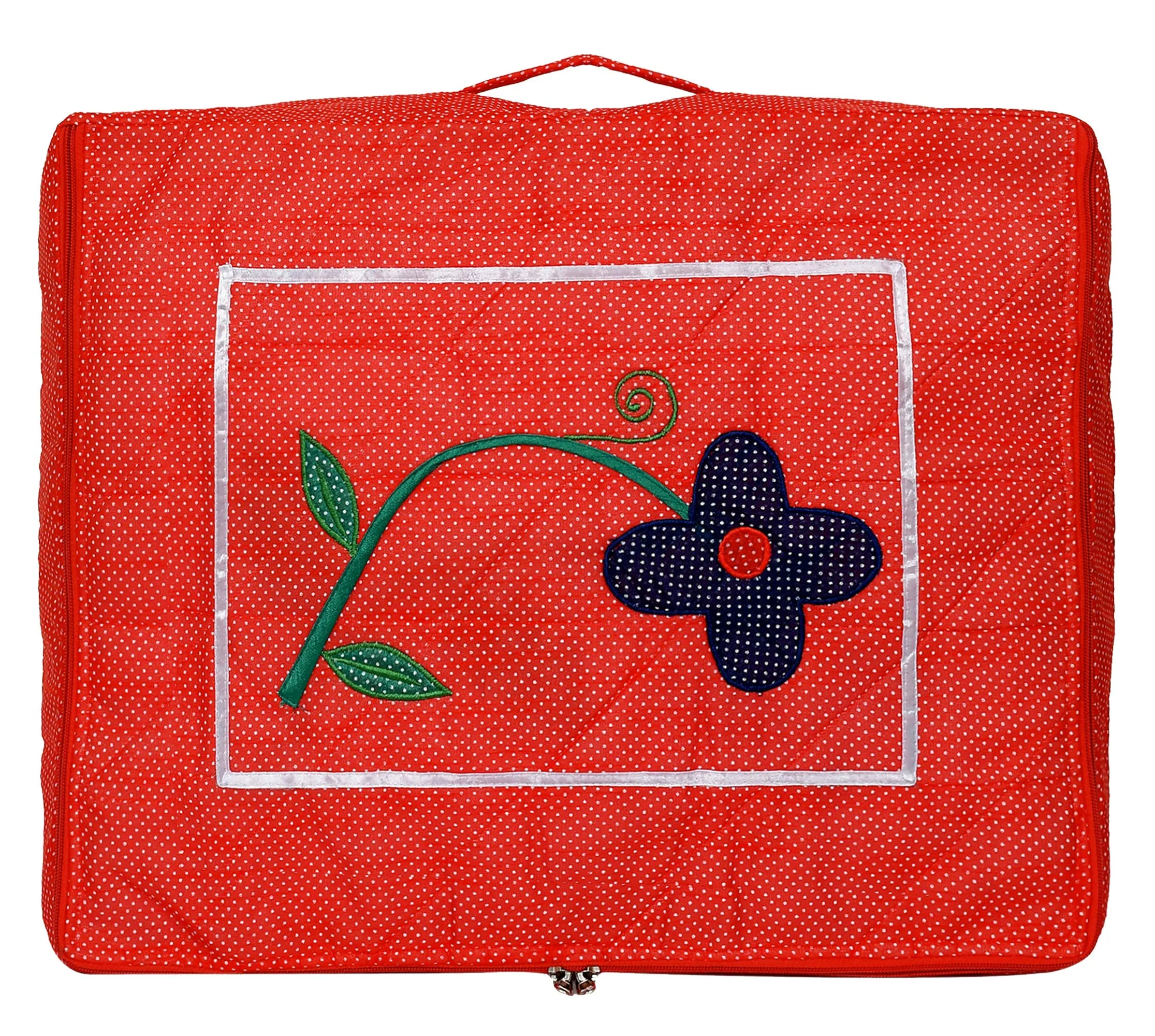 Kuber Industries Dot Printed Non Woven Saree Cover Storage Bags for Clothes, Saree Organizer for Wardrobe, Organizers for Clothes-Pack of 2 (Red)