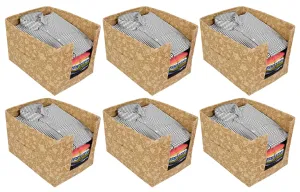 Kuber Industries Metallic Print 6 Pieces Non Woven Shirt Stacker/Shirt Organizer Wardrobe Organizer (Beige)-KUBMART1646