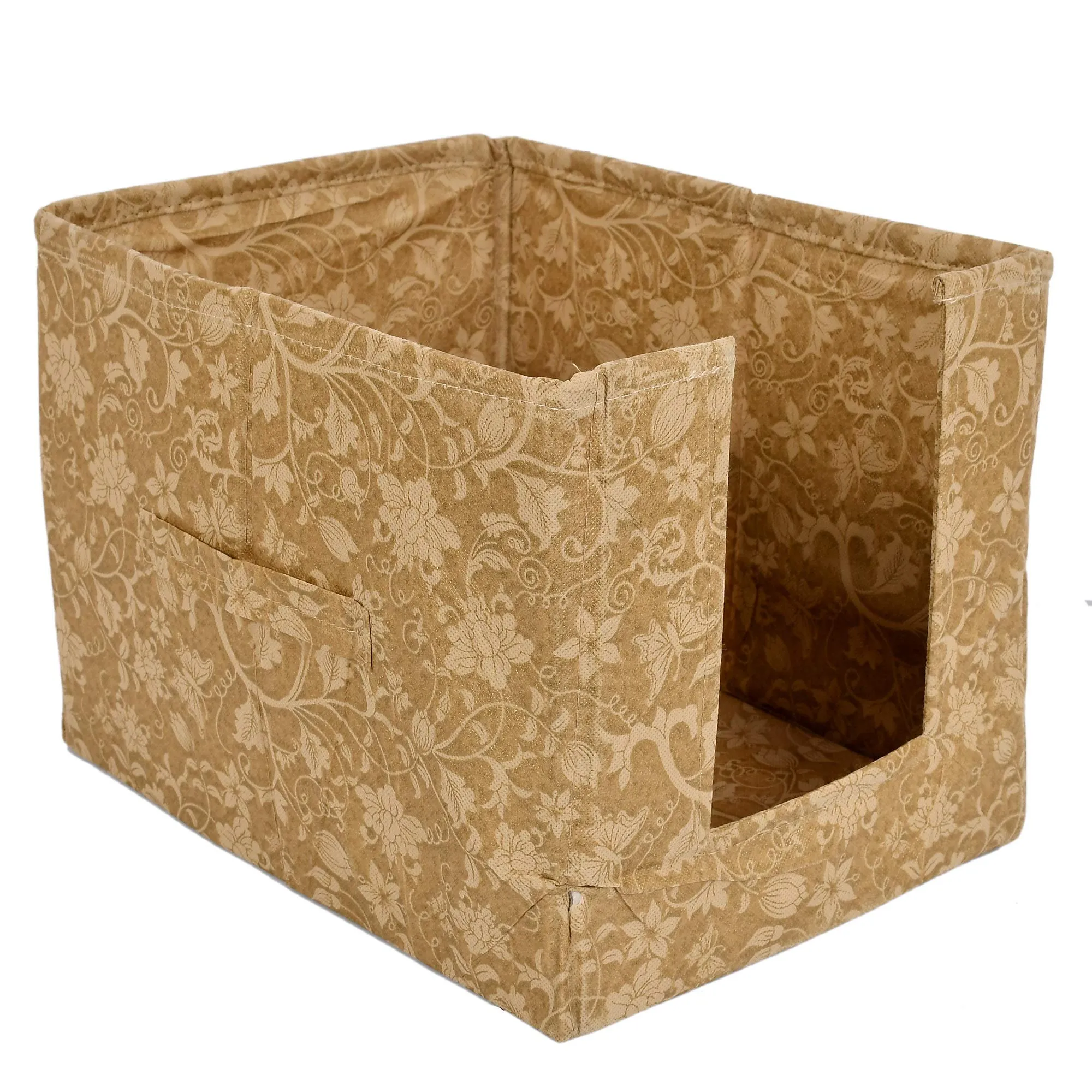Kuber Industries Metallic Print 6 Pieces Non Woven Shirt Stacker/Shirt Organizer Wardrobe Organizer (Beige)-KUBMART1646