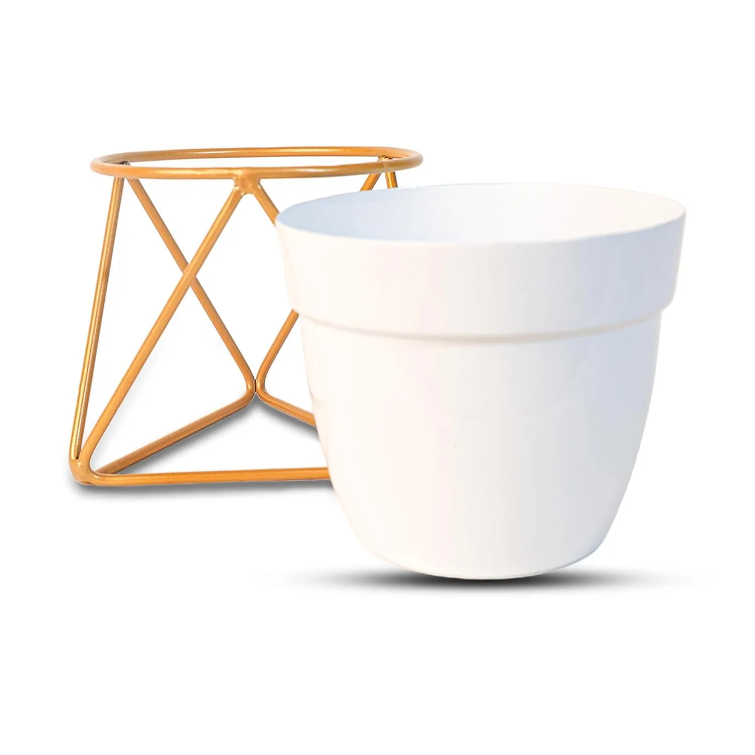 Kuber Industries Planter | Plant Stand for Home | Planter Pot Stand for Outdoor | Planter Stand for Garden | Gamla Stand for Home | Metal Indoor Pots with Drainage Hole | Set of 1 | White