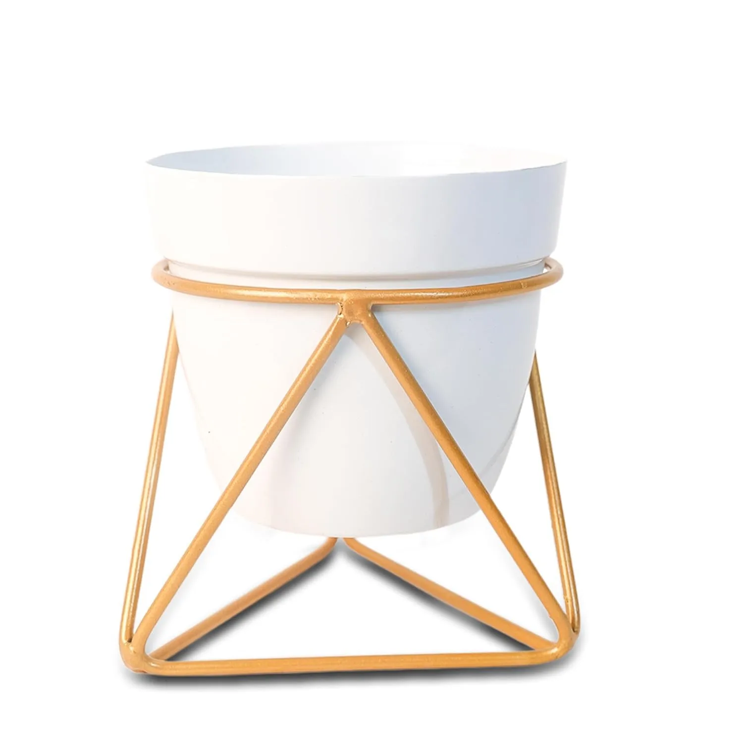 Kuber Industries Planter | Plant Stand for Home | Planter Pot Stand for Outdoor | Planter Stand for Garden | Gamla Stand for Home | Metal Indoor Pots with Drainage Hole | Set of 1 | White