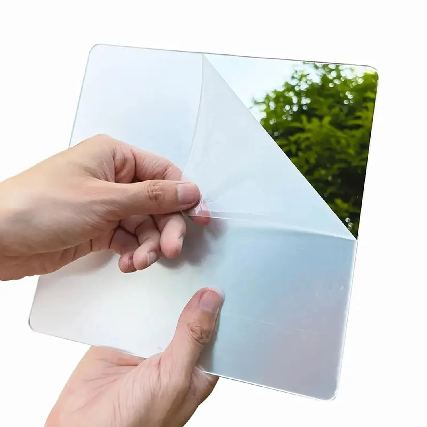 Kuber Industries Self Adhesive Mirror Stickers for Wall|Square Wall Mirror Stickers|Flexible Mirror for Wall Décor, Living Room|Premium Acrylic Material 10" CM|Pack of 6 (Silver)