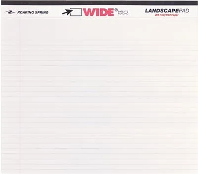 Landscape Format Writing Pad College Ruled 11 X 9-1/2 White 40 Sheets/Pad