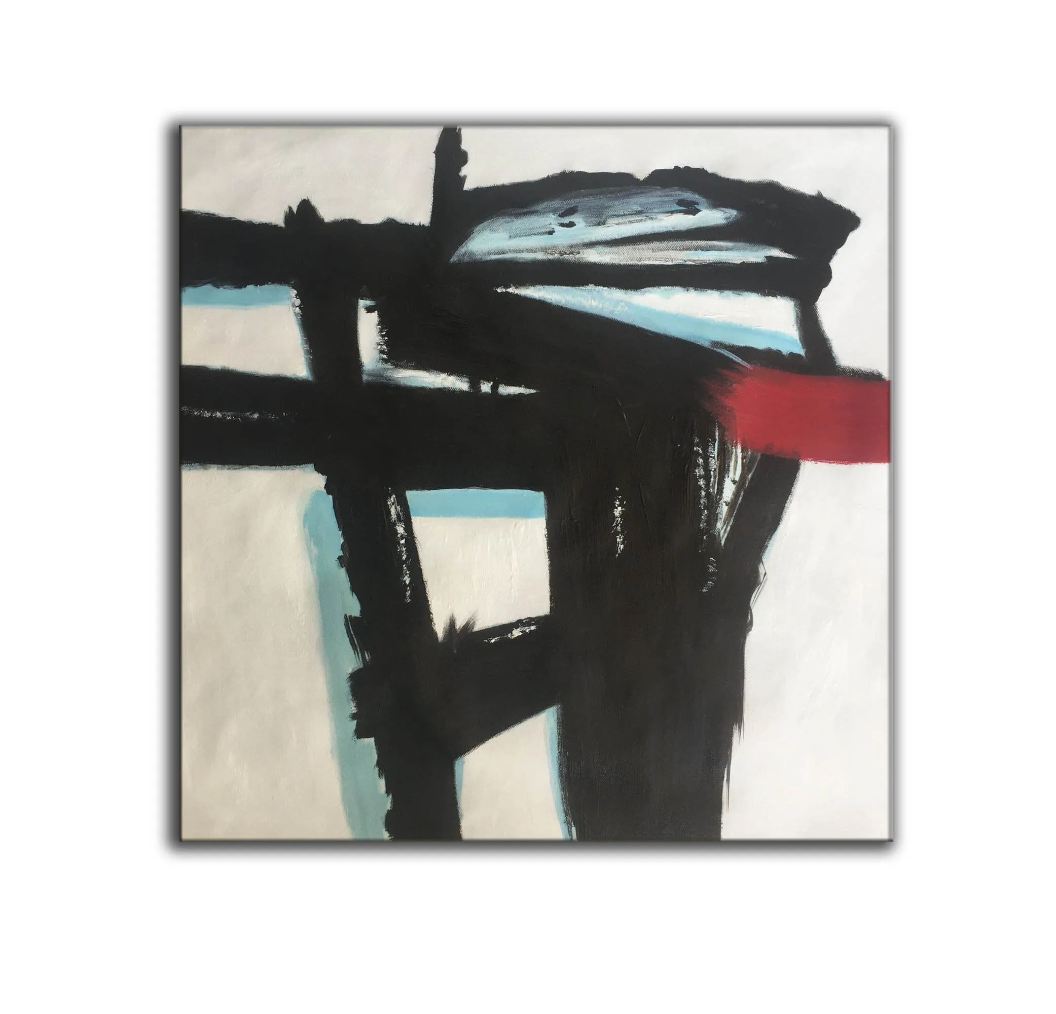 Large Black and White Red Abstract Art on Canvas Modern Wall Art YP014