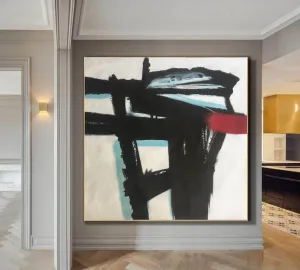 Large Black and White Red Abstract Art on Canvas Modern Wall Art YP014