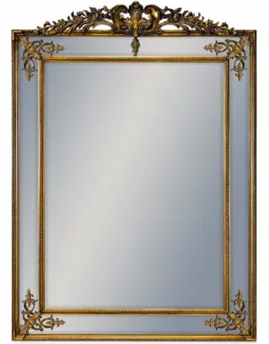 Large Gold French Mirror With Crest