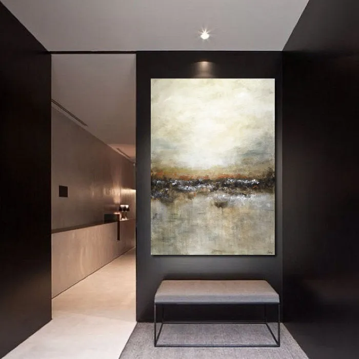 Large Landscape Brown Tan Abstract Painting Modern Artwork Fp018
