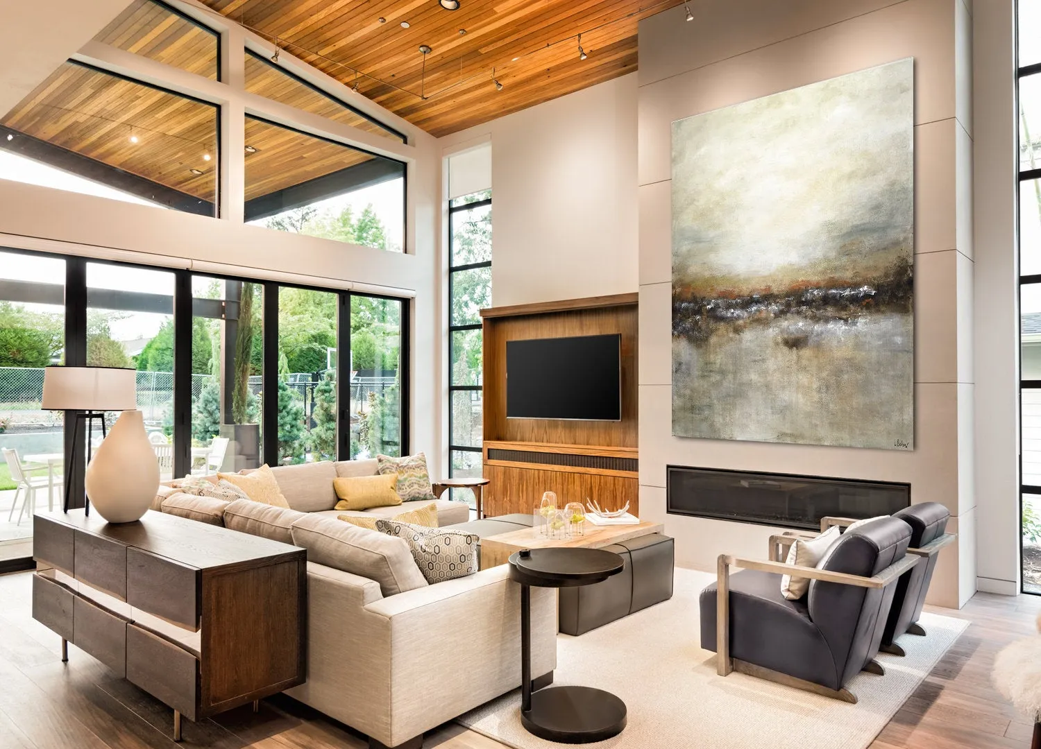 Large Landscape Brown Tan Abstract Painting Modern Artwork Fp018