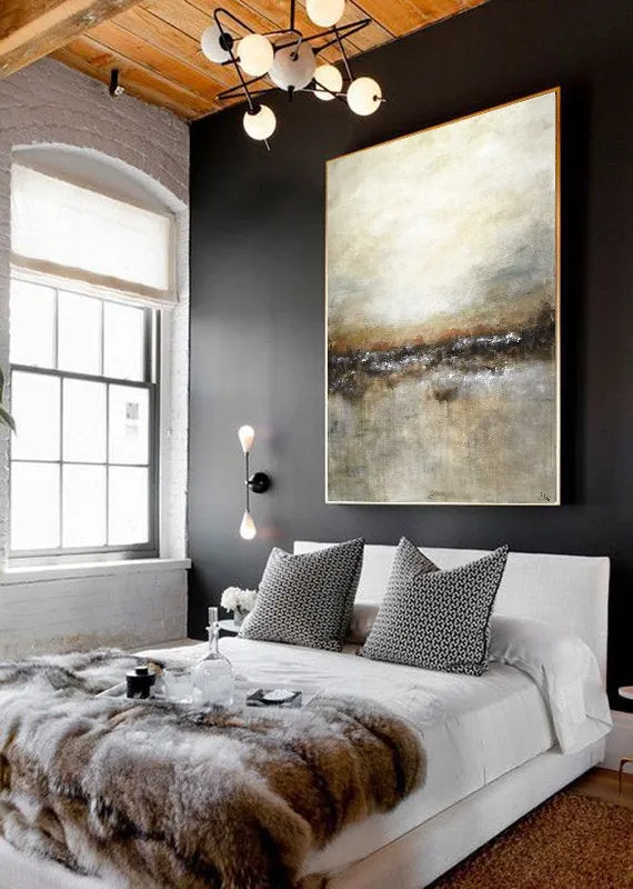 Large Landscape Brown Tan Abstract Painting Modern Artwork Fp018