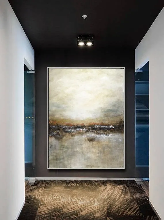 Large Landscape Brown Tan Abstract Painting Modern Artwork Fp018