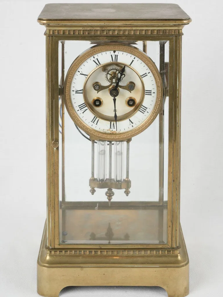 Late 19th-century bronze cage clock w/ enameled dial - Paris 12½"