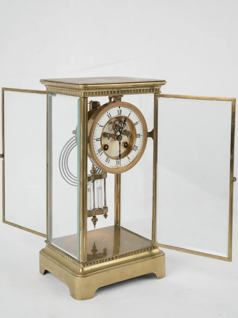 Late 19th-century bronze cage clock w/ enameled dial - Paris 12½"
