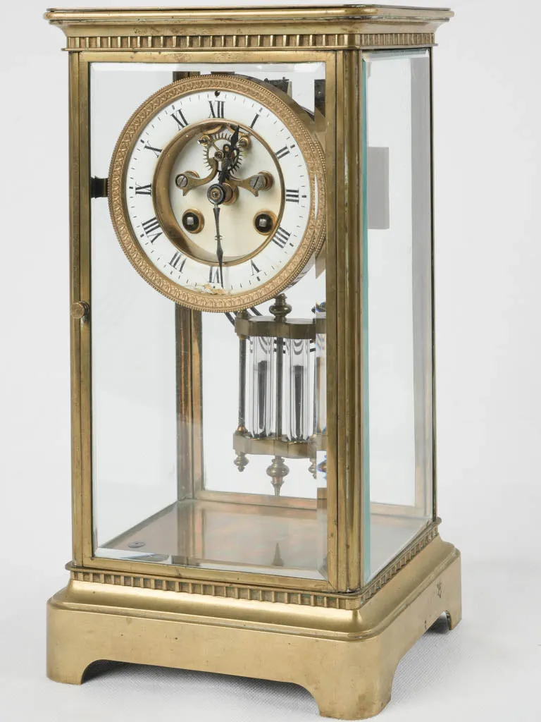 Late 19th-century bronze cage clock w/ enameled dial - Paris 12½"
