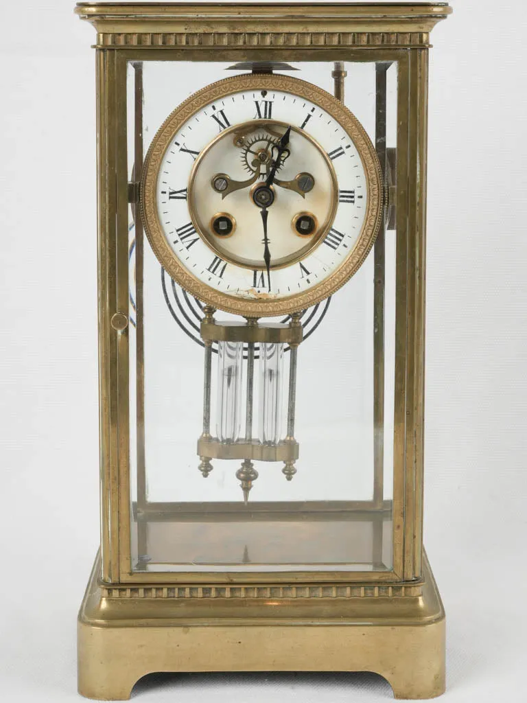 Late 19th-century bronze cage clock w/ enameled dial - Paris 12½"