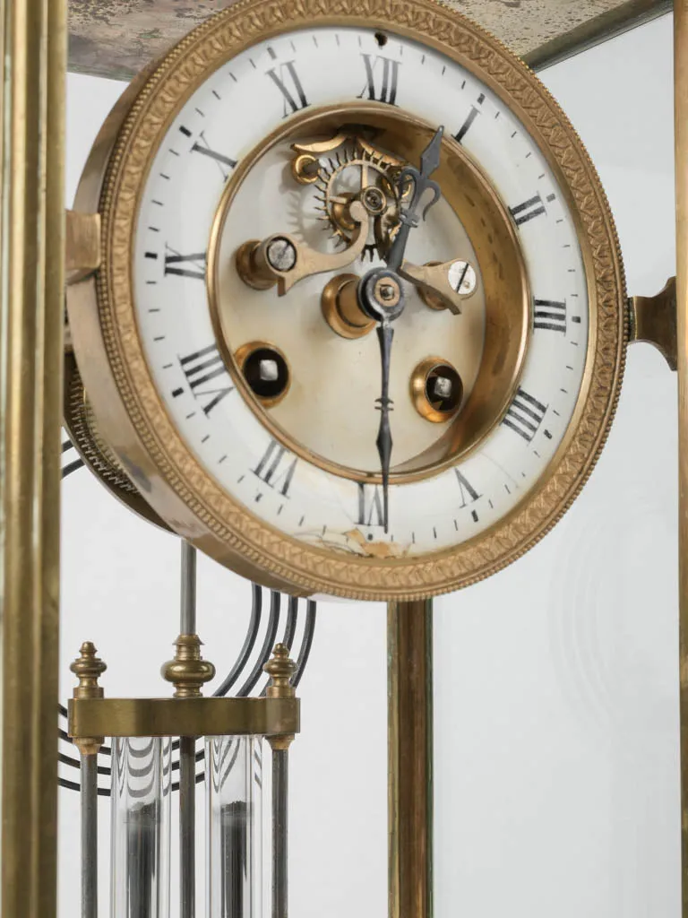 Late 19th-century bronze cage clock w/ enameled dial - Paris 12½"