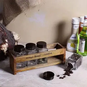 Light Brown Wooden Spice Holder