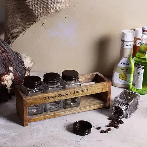 Light Brown Wooden Spice Holder