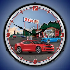 Lighted 5th Generation Camaro Esso Station Clock