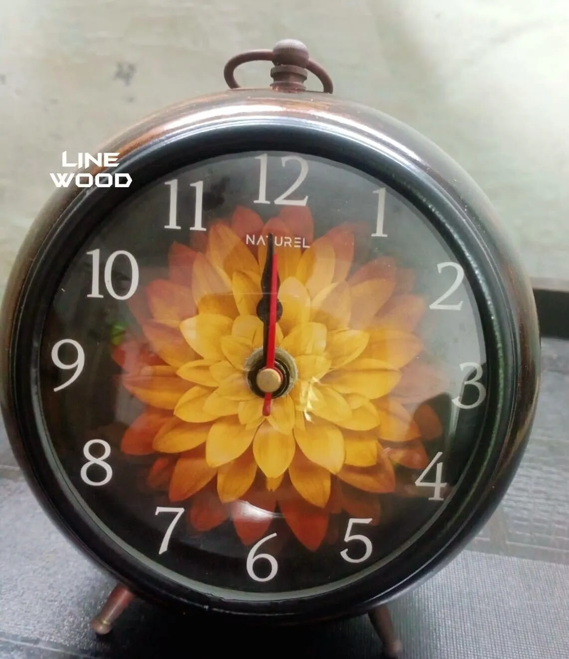 LINE WOOD™ - Handmade Antique Wooden Table Clock, Desk Clock Nautical Style Hanging Table Clock for Home & Office, Bed Room, Study Room Decoration Gift (5 Inch - Yellow Brown)