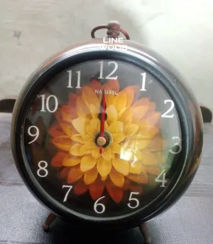 LINE WOOD™ - Handmade Antique Wooden Table Clock, Desk Clock Nautical Style Hanging Table Clock for Home & Office, Bed Room, Study Room Decoration Gift (5 Inch - Yellow Brown)
