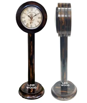 LINE WOOD™ - Handmade Wooden Table Clock Desk Clock Marin Art Style Hanging Clock Vintage Clock Watches Home & Office, Bed Room, Kids Room, Study Room Decor (18 Inch - Brown)