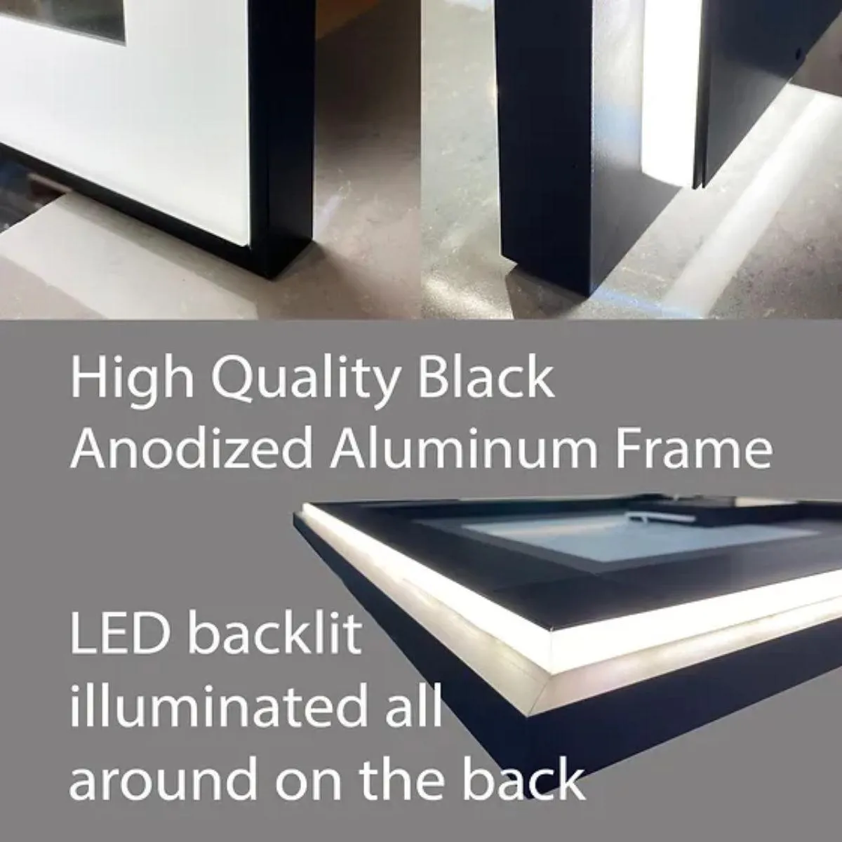 M21 Black Frame 60 In. X 36 In. LED Bathroom Vanity Mirror