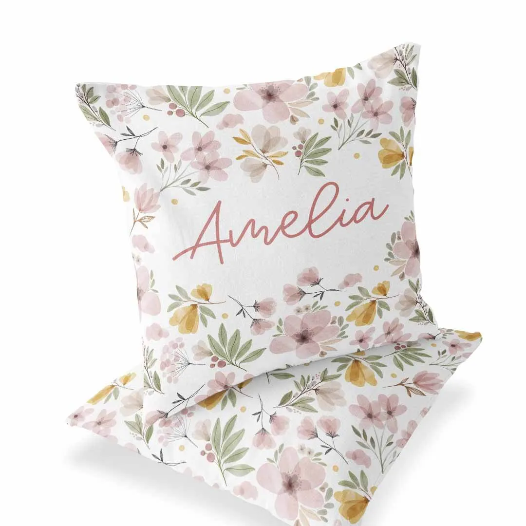 Maeve's Mauve & Mustard Floral Personalized Pillow