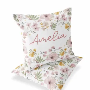 Maeve's Mauve & Mustard Floral Personalized Pillow