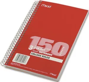 Mead Spiral Bound Notebook College Rule 6 X 9-1/2 White 150 Sheets/Pad