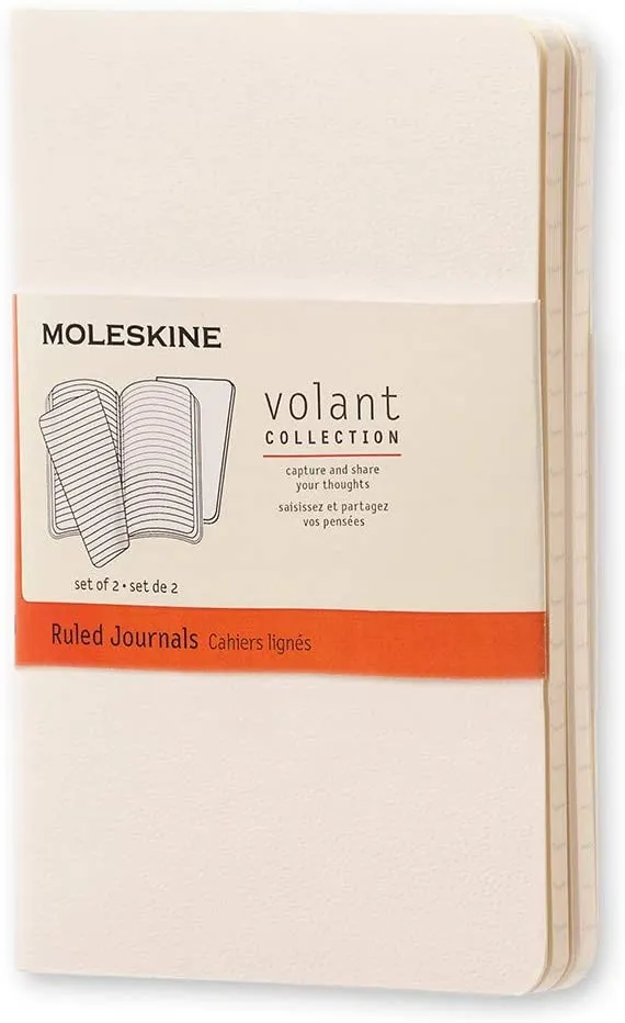 Moleskine Volant Ruled Pocket Notebook Set of 2 White